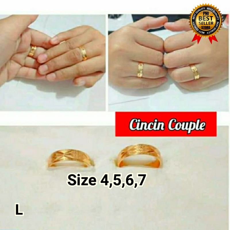 CINCIN COUPLE PRIA WANITA MEWAH BERKUALITAS LAPIS EMAS GOLD RO-27 Terbaru 2pcs