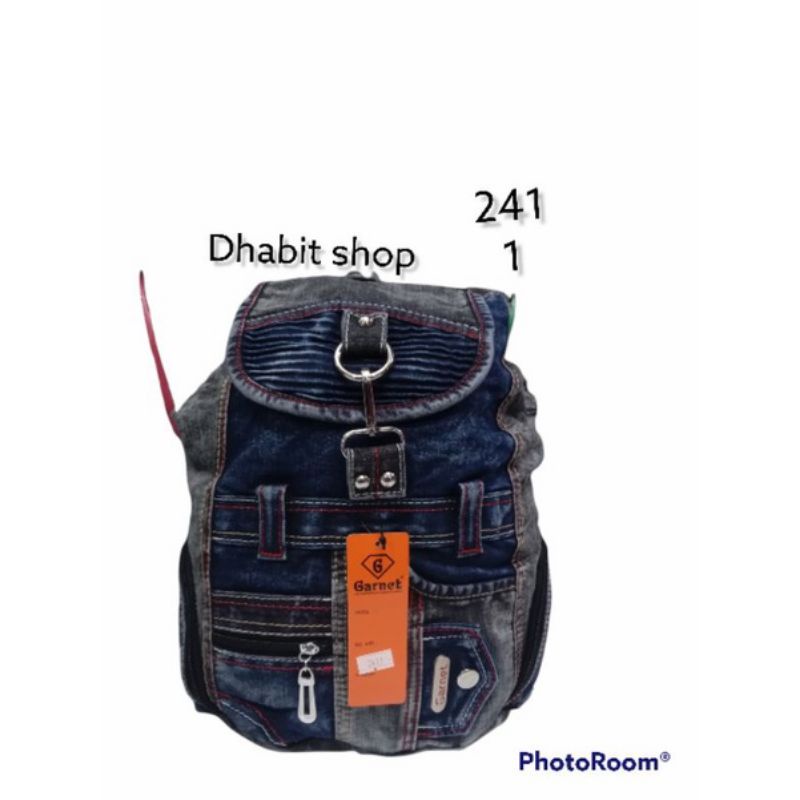 Tas ransel wanita bahan jeans denim ori garnet