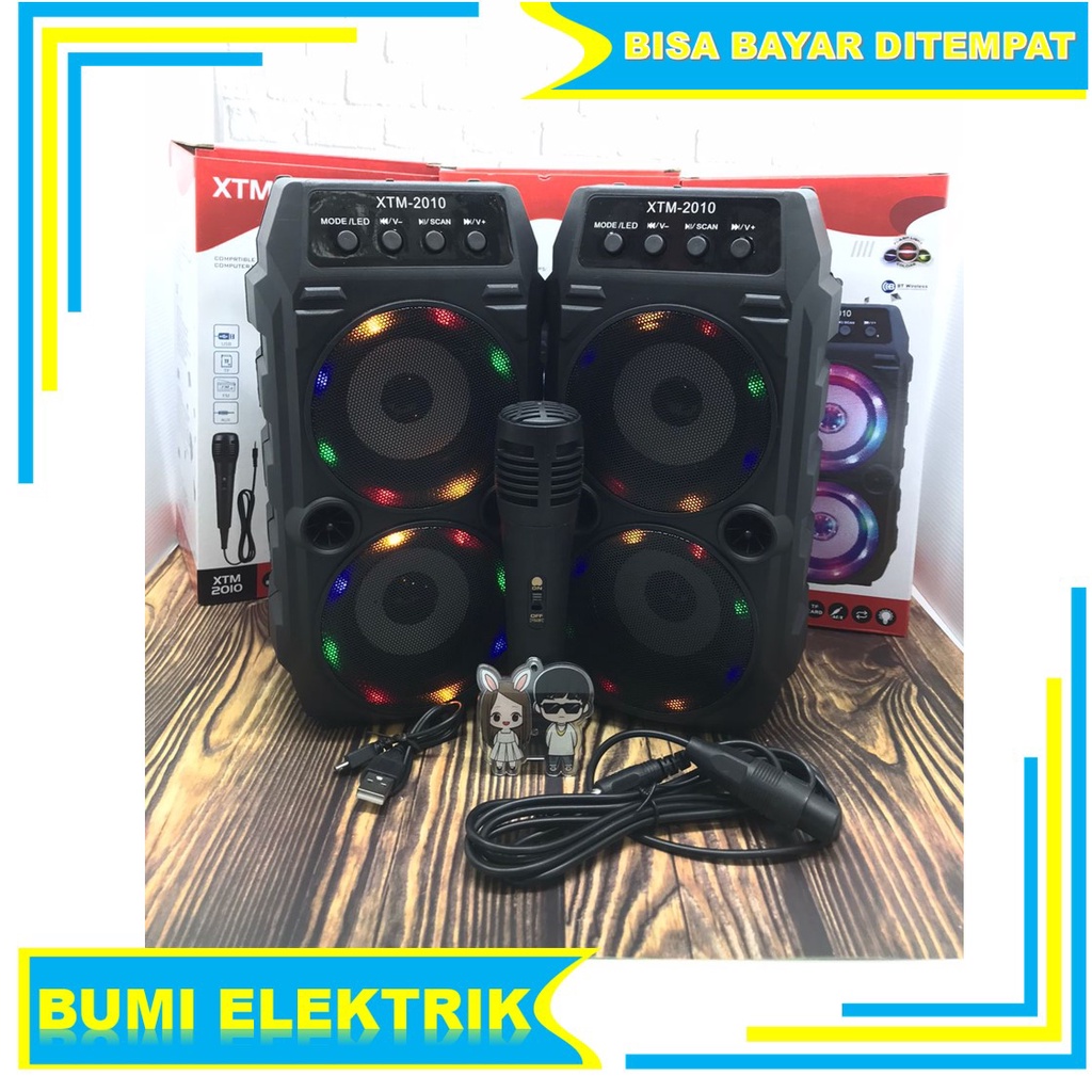 SPEAKER BLUETOOTH XTM 2010 SPEAKER KARAOKE BONUS MIC MUSIK SUPER BASS MEGA BASS MURAH