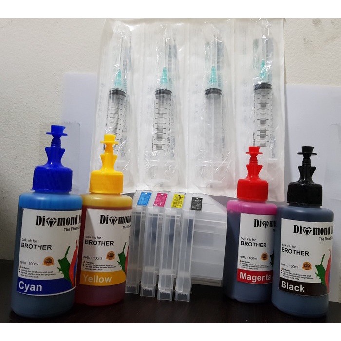 Catrid RefillLable Brother J3530 J3590 J2730 + Chip Dan Tinta 4warna