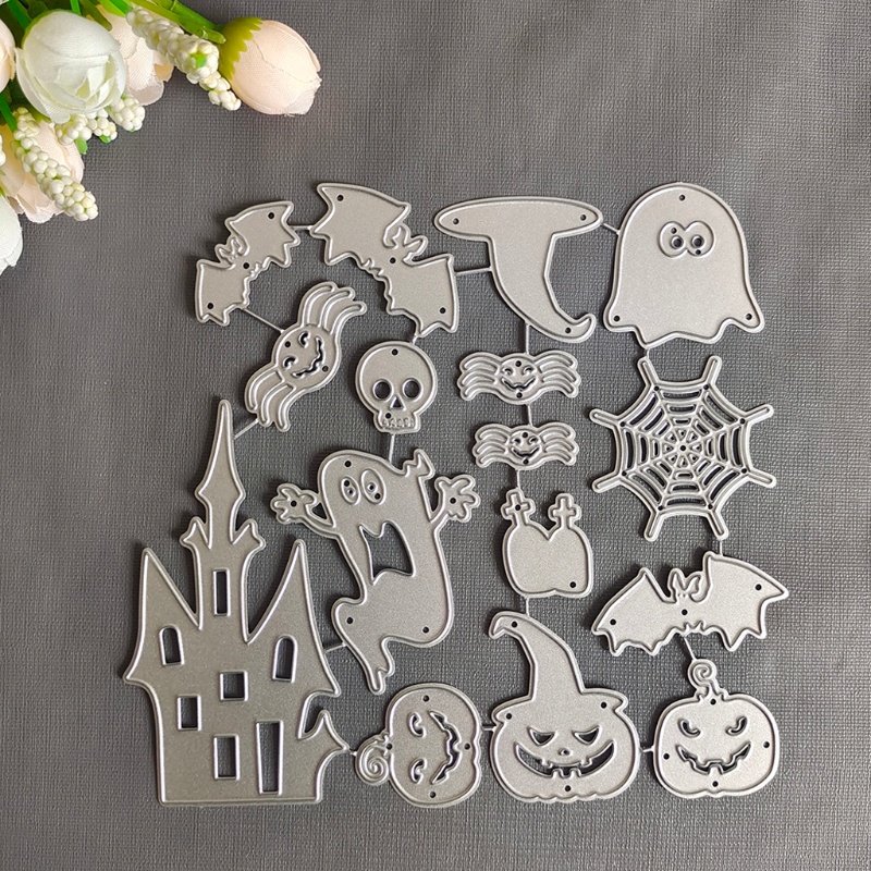 Cetakan Stensil Cutting Dies Motif Halloween Bahan Metal Untuk Scrapbook / Craft DIY / Embossing