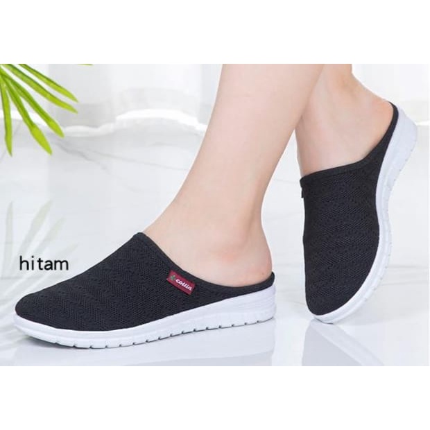 Sepatu sandal Bustong Wanita Merk Collin TX61 37/41 - Sepatu Slip On Wanita Merk Collin ORIGINAL Brand Rajut  Import korean style