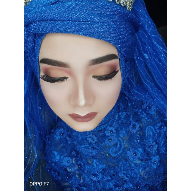 PASHMINA RAJUT GLITTER / TILE PESTA / PASHMINA RAJUT / PASHMINA / HIJAB RIAS PENGANTIN-BIRU ELEKTRIK