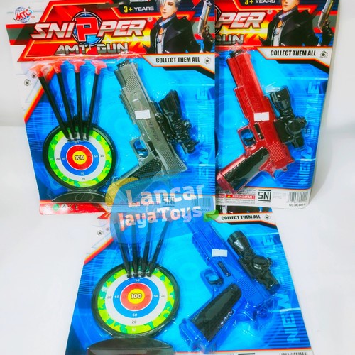 Mainan Anak Sniper AMT Gun Mainan Pistol / Mainan Tembakan Anak Peluru Tempel + Target Anak - MC449A