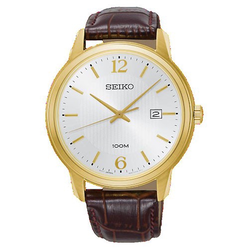 Seiko Sur266P1 Men White Dial Brown Leather Strap