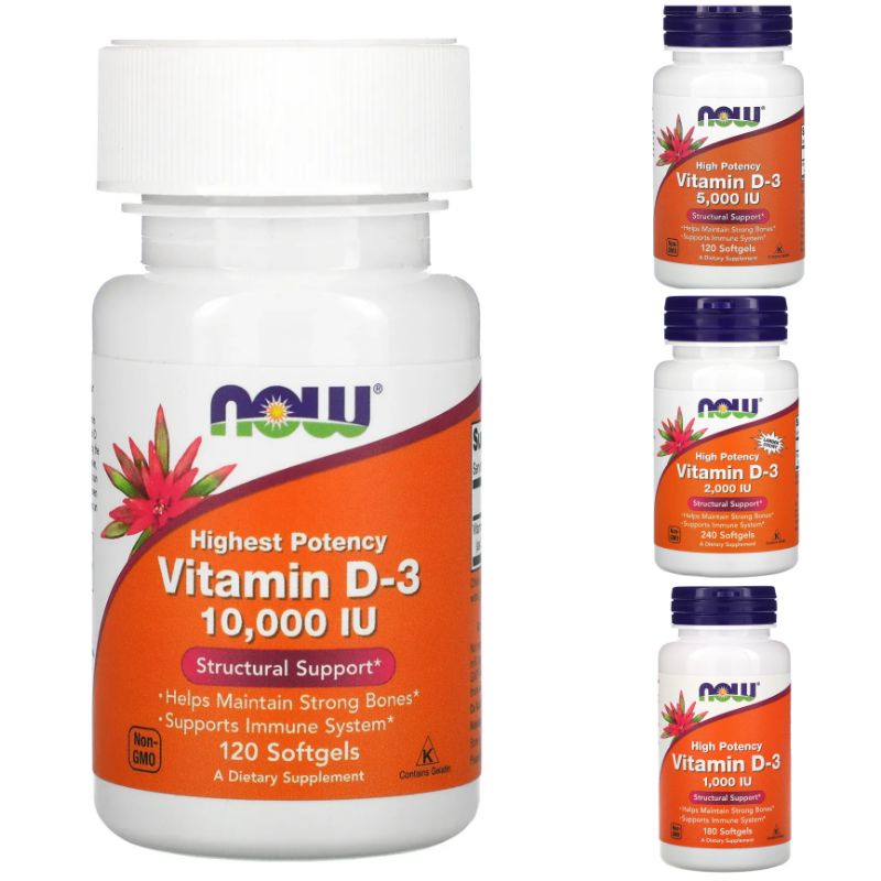 Now Foods Vitamin D3 1000IU, 2000IU, 5000IU