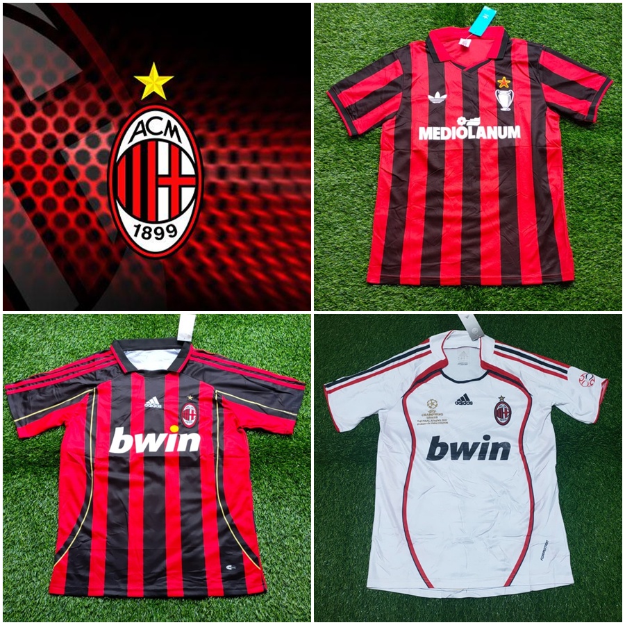 Jersey Retro Klub Sepak Bola AC MILAN Grade Ori