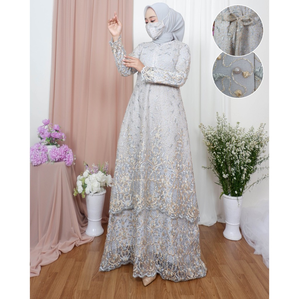 Gamis Tingkat Motif Mewah / Dress Pesta / Gamis Pesta Mewah / Kebaya Modern / Gamis Brukat / Kebaya