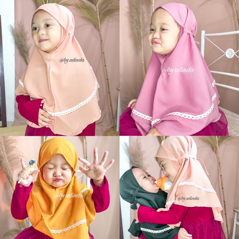 BERGO ANAK MARYAM RENDA Kids Tali non pet diamond Hijab instant Jilbab anak