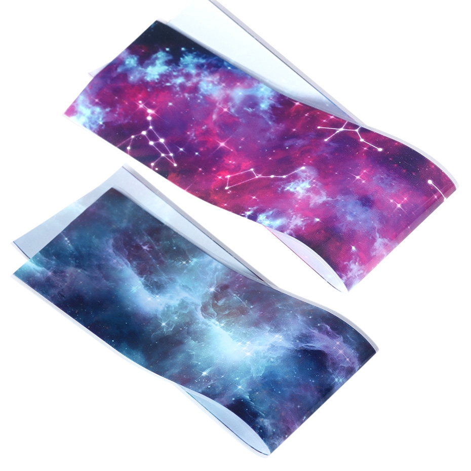 10 Lembar Stiker Kuku Foil Holografik Gradasi Starry Sky Transfer Air Untuk Dekorasi Manicure/Nail Art