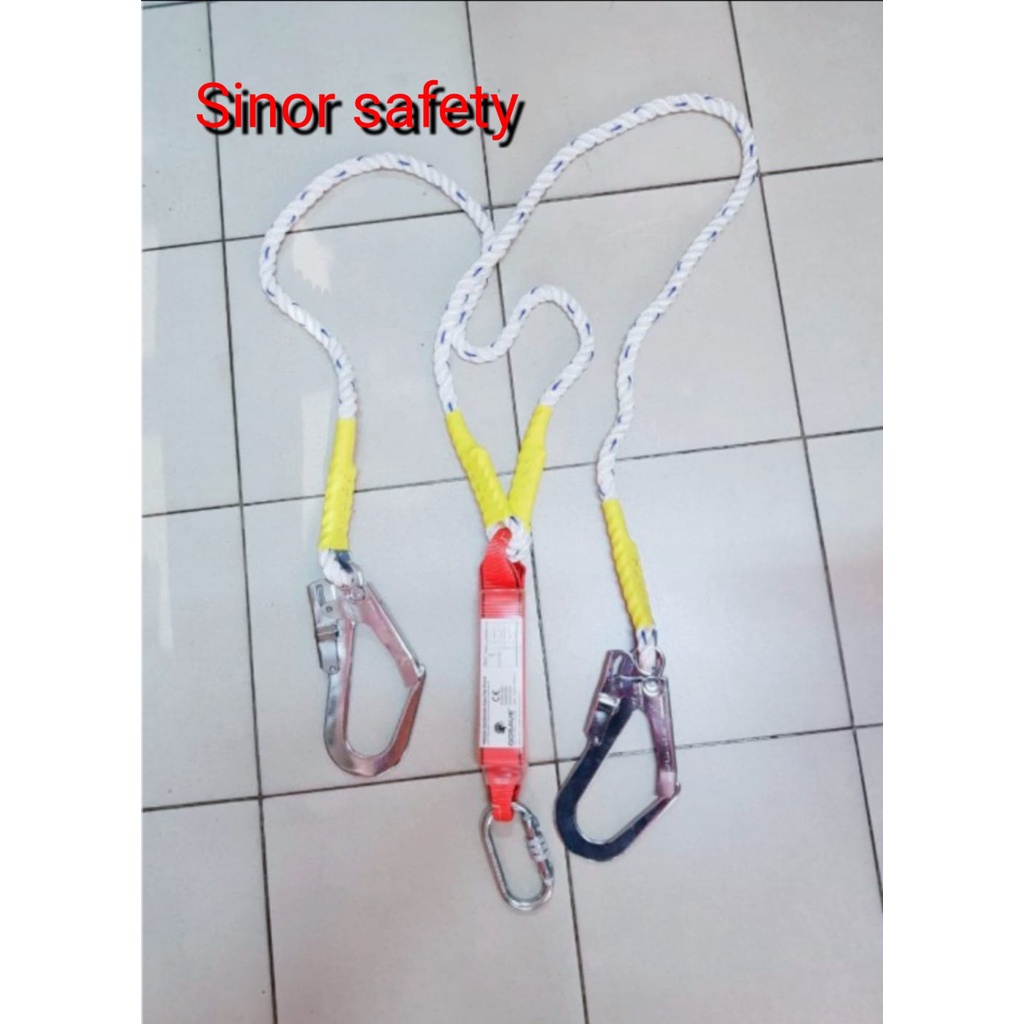 Lanyard Safety Absorber Eco Double Big Hook With Carabinner Gosave Untuk Full Body Harness