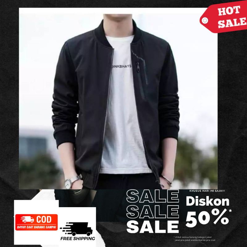 jaket bomber pria bahan taslan JN import murah