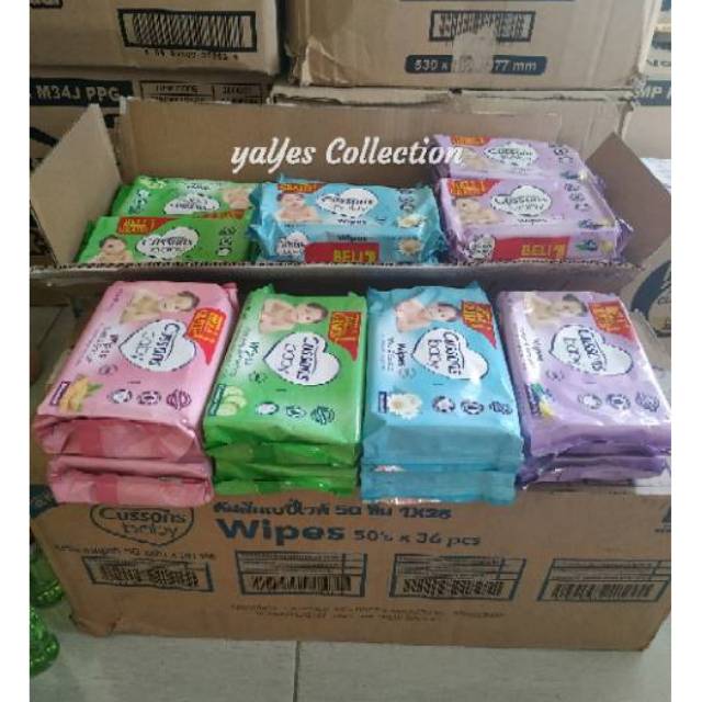 Cusson baby wipes tisue basah 100 sheets 50 's tisu bayi tissu 1 gratis satu cussons antibacterial