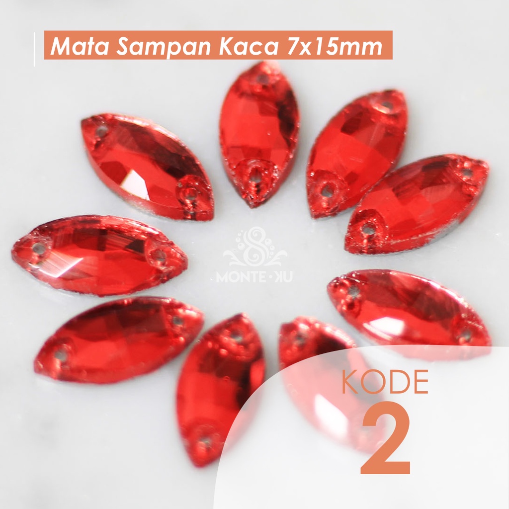 ECER PER 1 PCS Monte Manik Mote Beads Borci Payet Mata Sampan Kaca Kristal Jahit 15x7 Kecil Murah bi