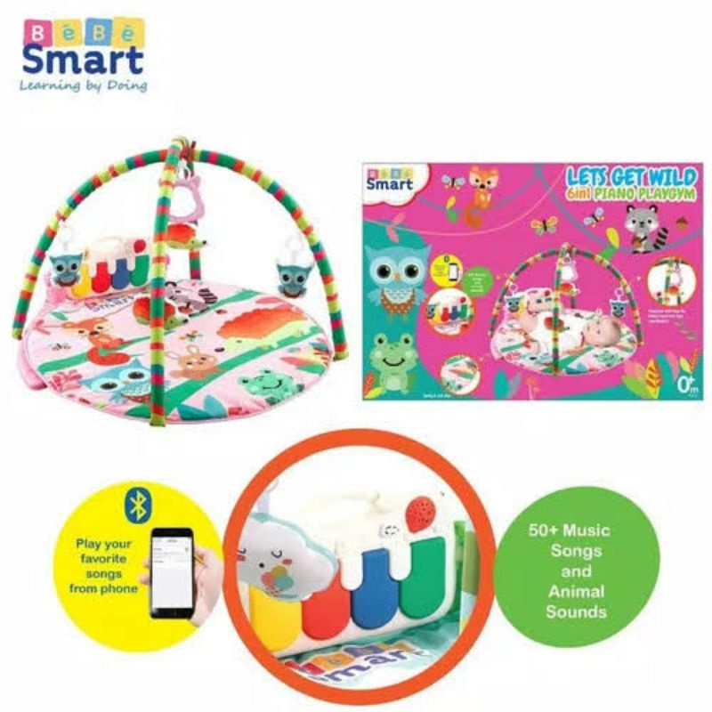 Bebe Smart - 6 in 1 Piano Playgym with Bluetooth (Let’s Get Wild)