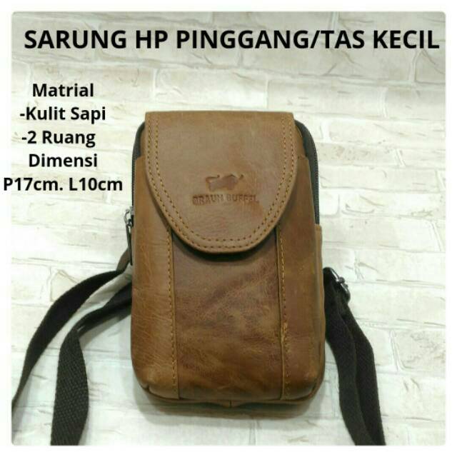 Tas Selempang kecil Pria  Sarung HP kulit Sapi Asli
