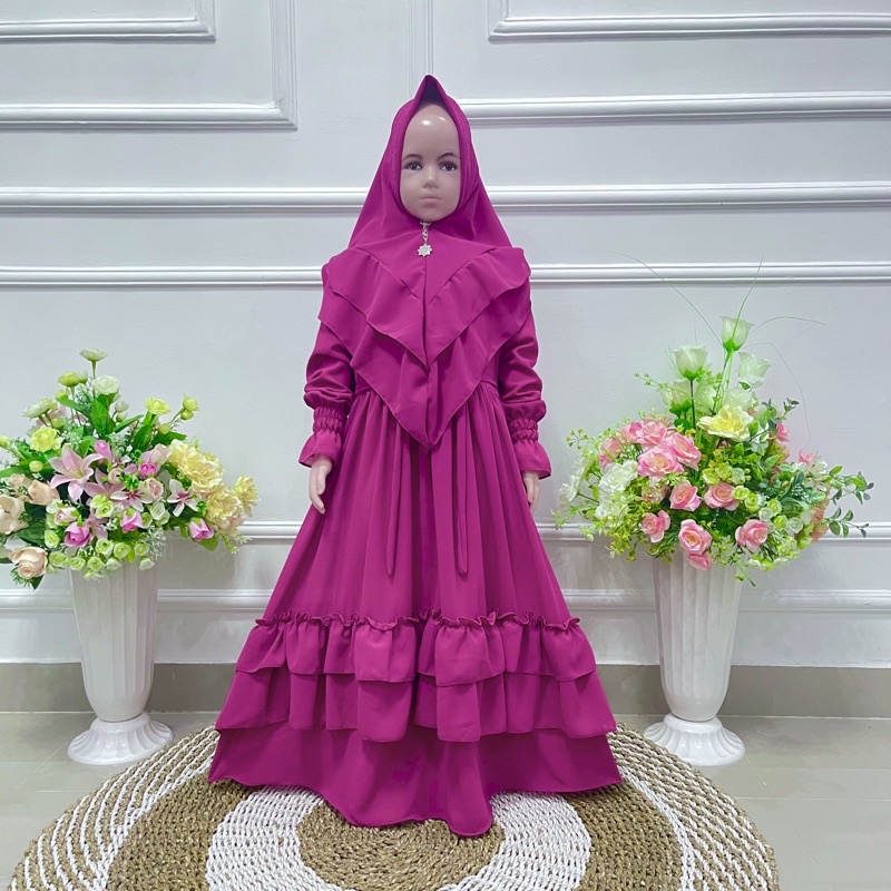 GAMIS ANAK UMPAK S,M,L,XL,XXL TANGGUNG/ PUTIH CERUTY UMPAK FULL FURING