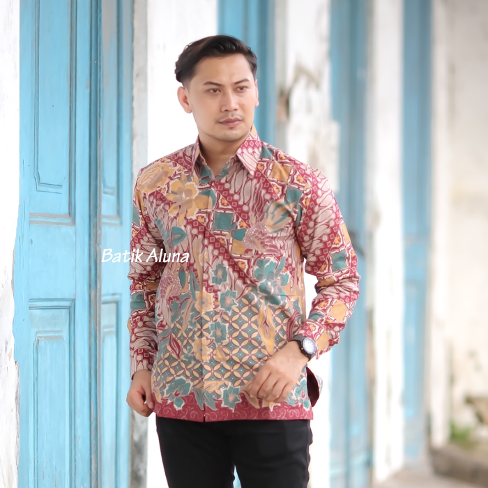 Batik pria lengan panjang Kemeja Atasan Baju batik pria laki laki lengan panjang premium cowok solo