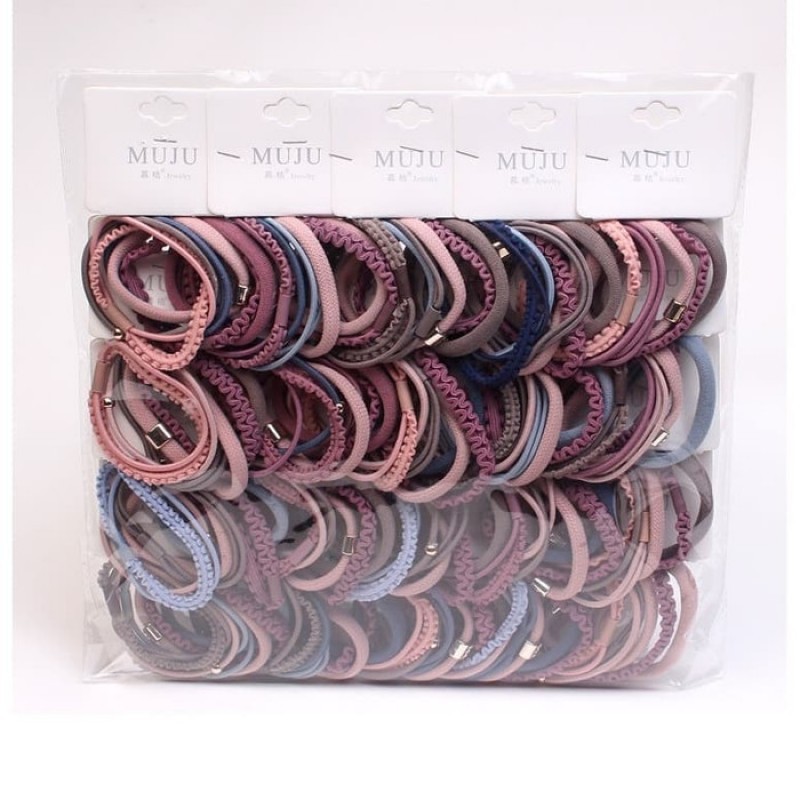 OVERFLOWS.ID Ikat Karet Rambut Korea Mix set 6 Pcs Ikat Rambut Set Muju-MIX Warna