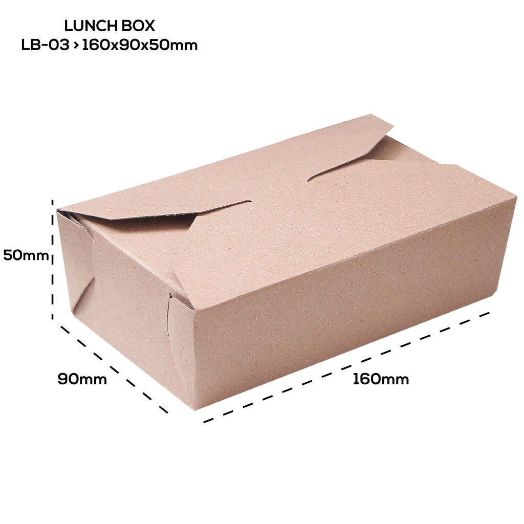 LUNCH BOX PAPER BAHAN KRAFT/ COKLAT MODEL KAIT FULL LAMINASI SIZE M