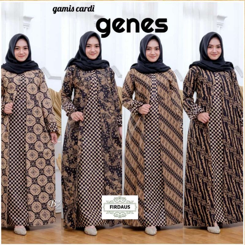 GAMIS CARDI GENES BATIK KONDANGAN KANTORAN SERAGAMAN MODERN KEKINIAN PESTA