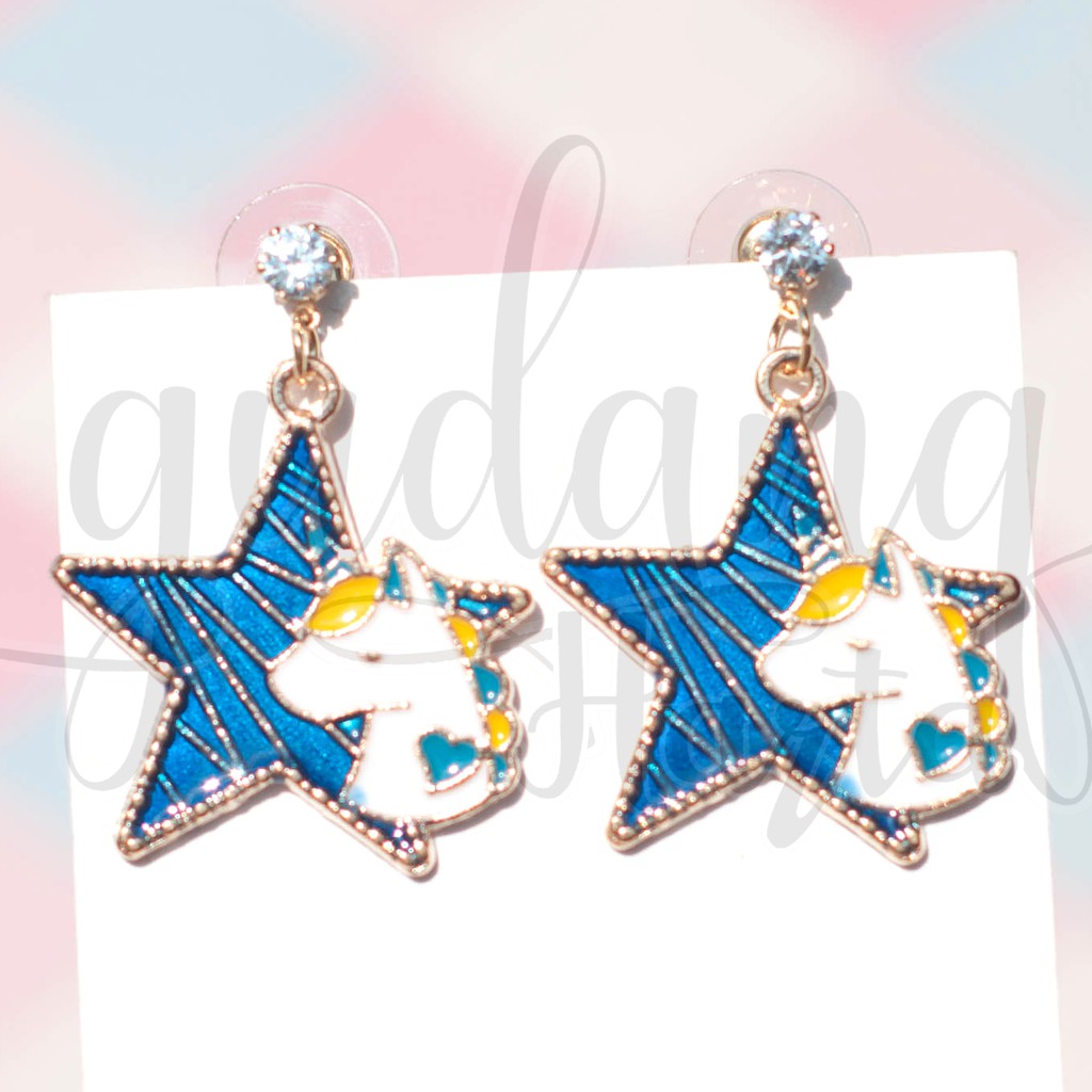 Anting Star Unicorn Lucu Cantik Anting Bintang Biru Unik Anting Murah Earring GH 203123