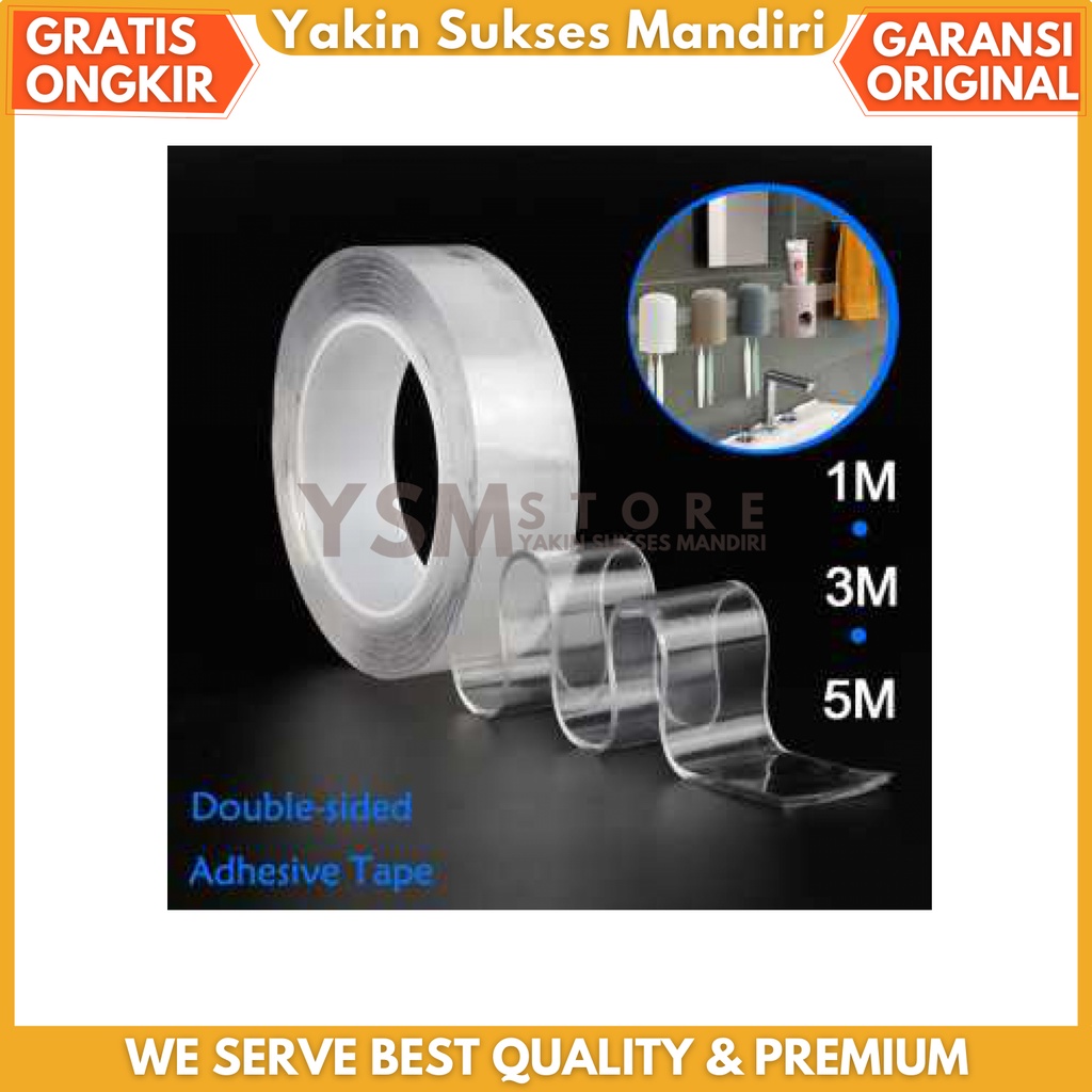 

Double Tape Bening Isolasi Perekat Transparan NoTrace Washable Sticker
