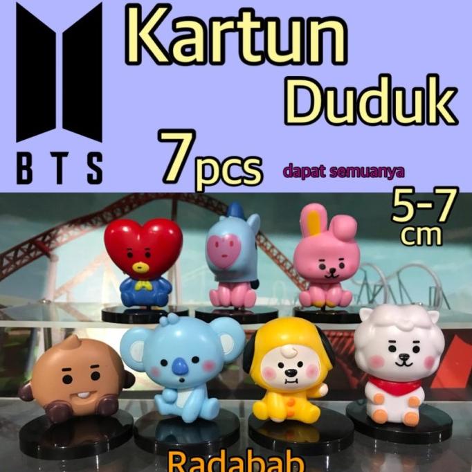 Figure Bts Cartoon Set Isi 7 - Bt21 Kartun - Pajangan / Topper Cake