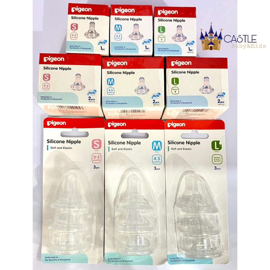 Castle - Silicone Nipple Pigeon - dot Silikon Botol Bayi S M L