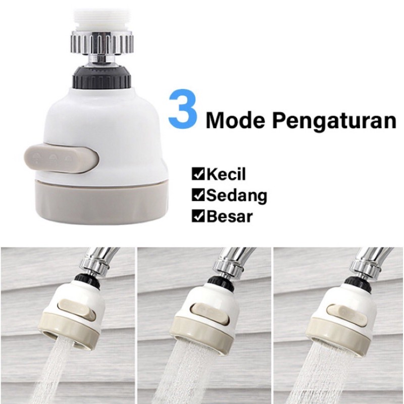 Kepala Kran Air / Kran Dapur Shower 3 Mode Spray Turbo 360 Putar