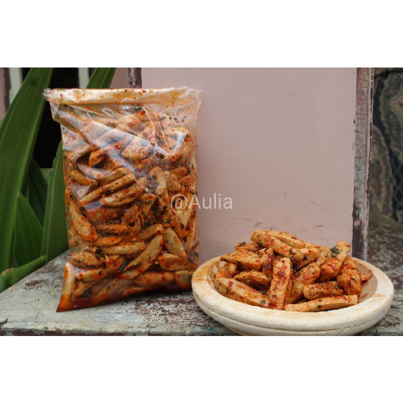 Basreng Pedas daun jeruk / basreng stik pedas daun jeruk bumbu basah isi 500gram