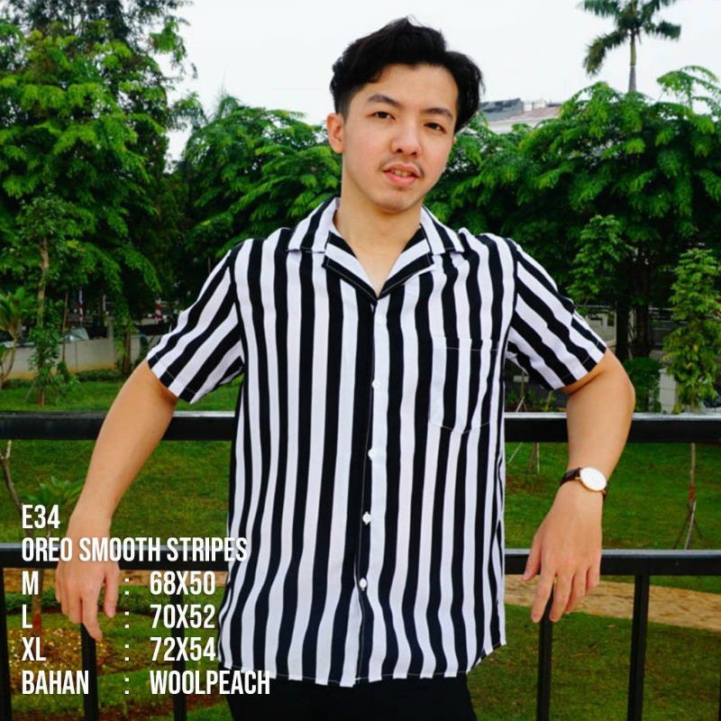 kemeja pria garis lengan pendek / kemeja pria garis / kemeja pria garis terbaru