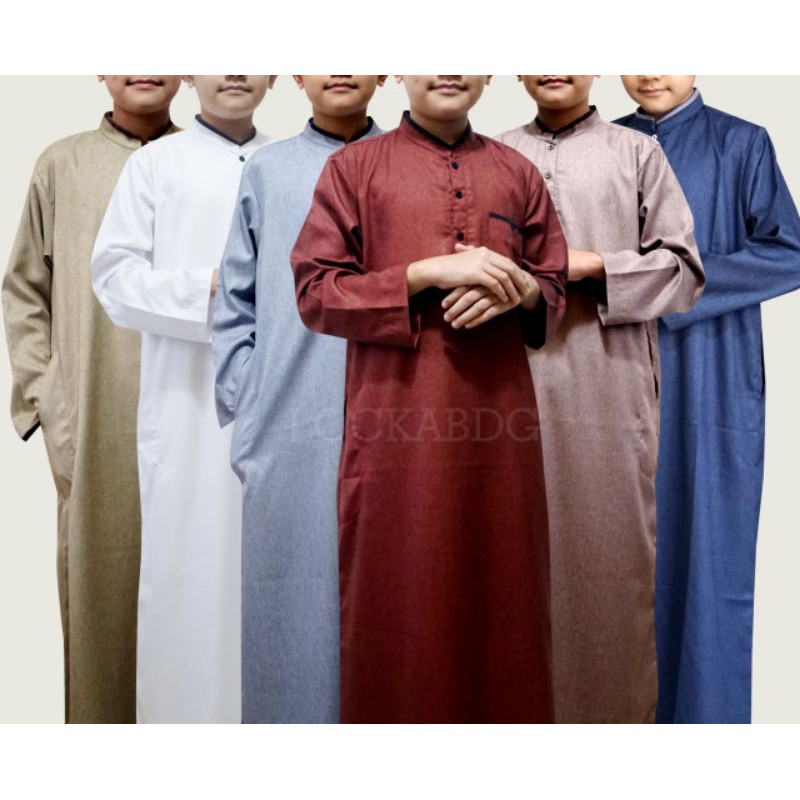 baju gamis doha anak/jubah anak laki-laki 8-14 tahun