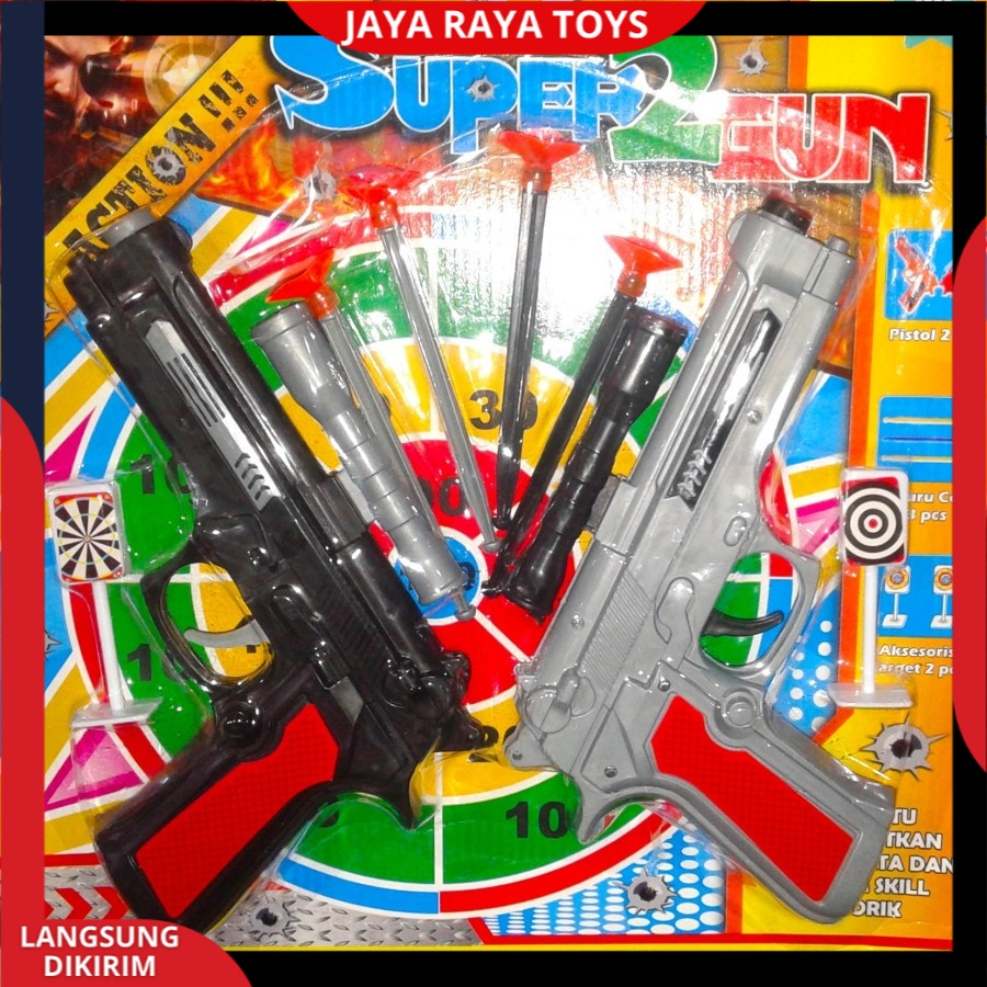 ( PROMO) ISI 2 PCS Mainan AnakTembak Tembakan Pistol Ketapel Super Gun Set Edukasi Anak Peluru Karet