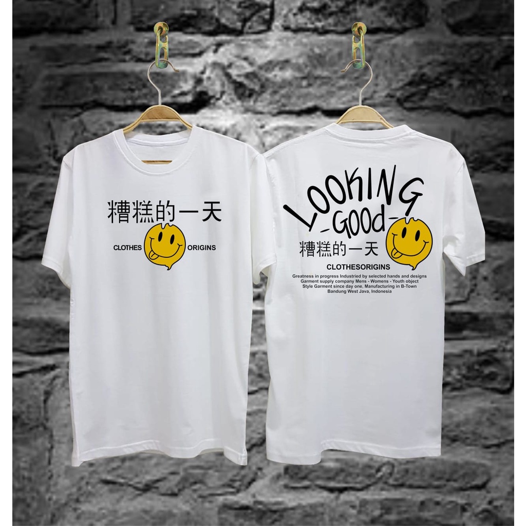 Kaos Tshirt Pria Terbaru Samurai Jepang Smile Good Looking Warna Putih Lengan Pendek Motif Sablon Be