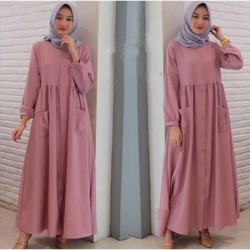 POKITA DRESS - Gamis Pocket Saku - Gamis Moscrepe Maxi