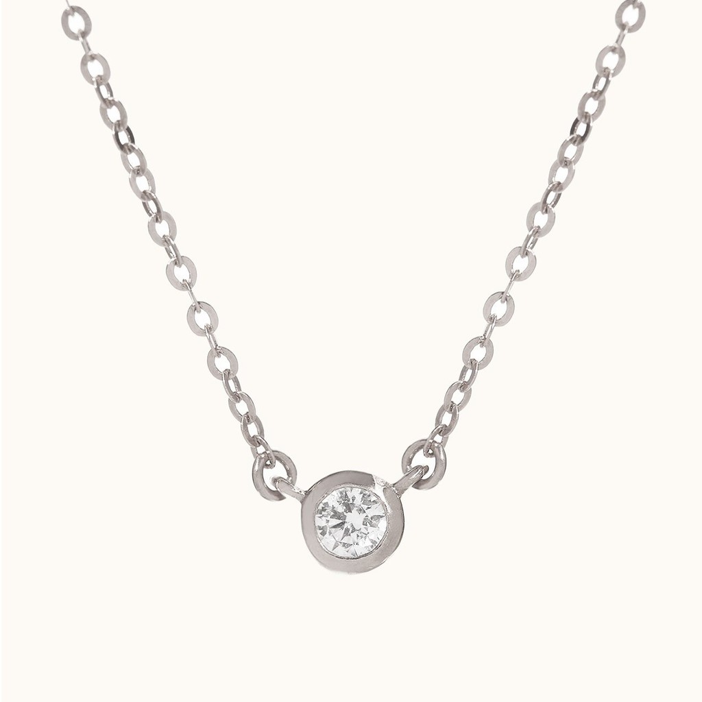 Moonlight Bezel Necklace - Kalung Kristal Zirconia Swarovski Bezel Prong - LOULOUROSE