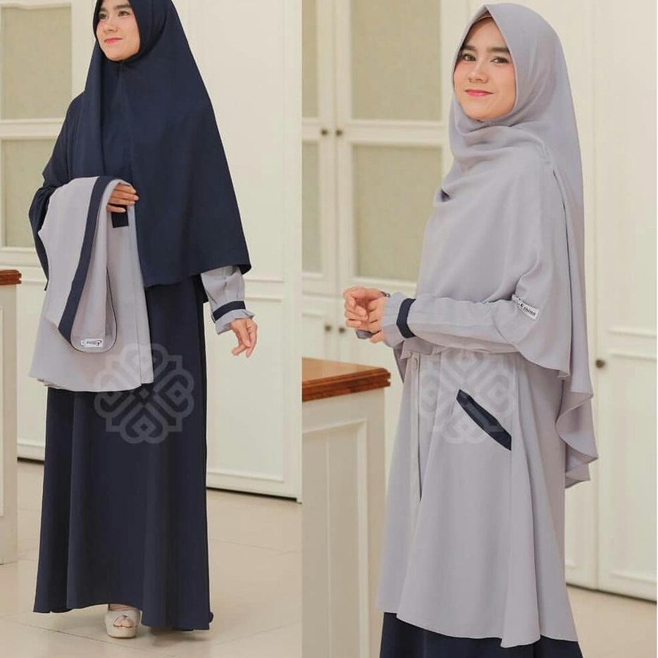 6 GF : ELBINA SET DRESS+OUTER (tanpa hijab) size S M L XL matt MOSCREPE fashion muslim stylish [love