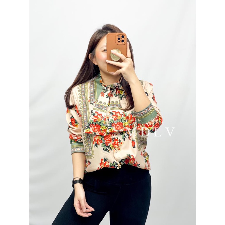 MDLV ~ 6353 Magazira Bowtie Shirt Blouse Korea Blouse Premium Blouse Terbaru Blouse cewek Kemeja Premium Fashion Import