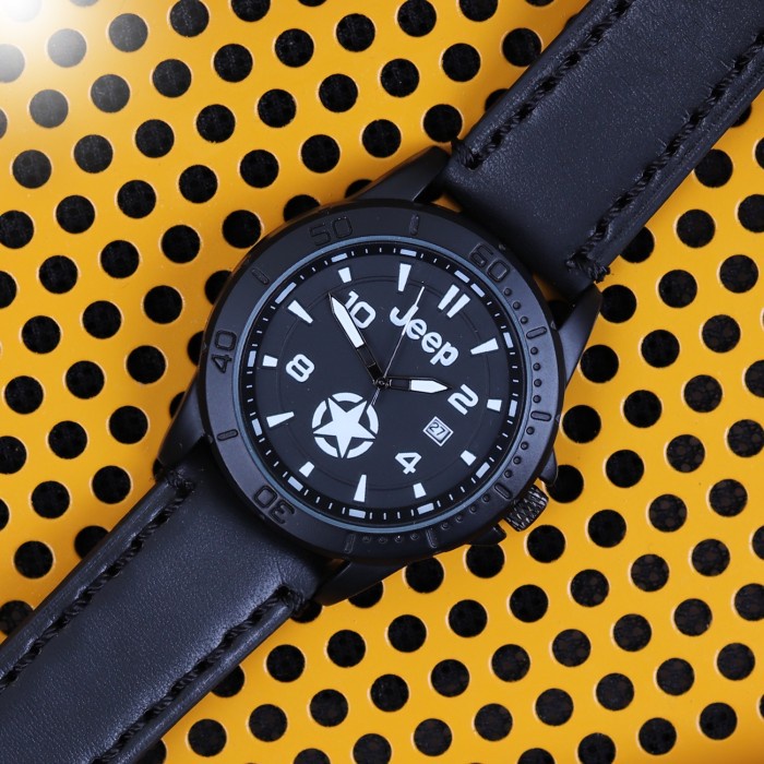 Jam Tangan Jeep 9014 NEW STAR Casual Pria Analog Jam Formal Tali Kulit