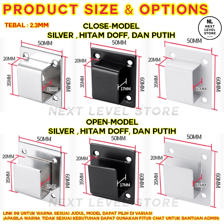 Bracket Wall Support Single Hook Kotak Cantolan Pipa Besi - HITAM - ada 2 model , PILIH DI VARIASI