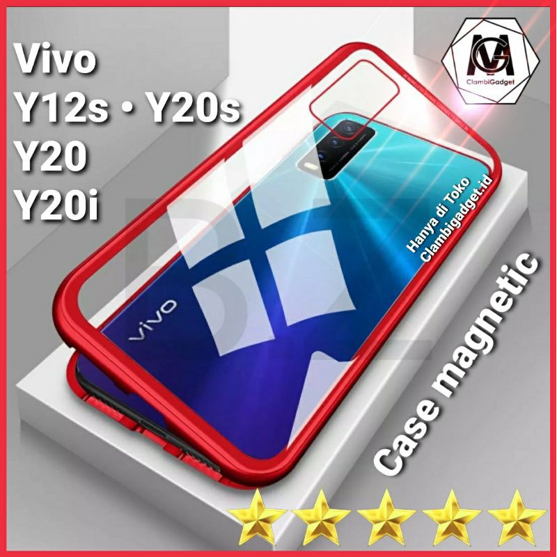 Case Vivo Y12s Y20 Y20s Y20i Magnetic Glass Magnetik Magnet COD 2in1 Hard Casing Cover 360 Kaca Temp