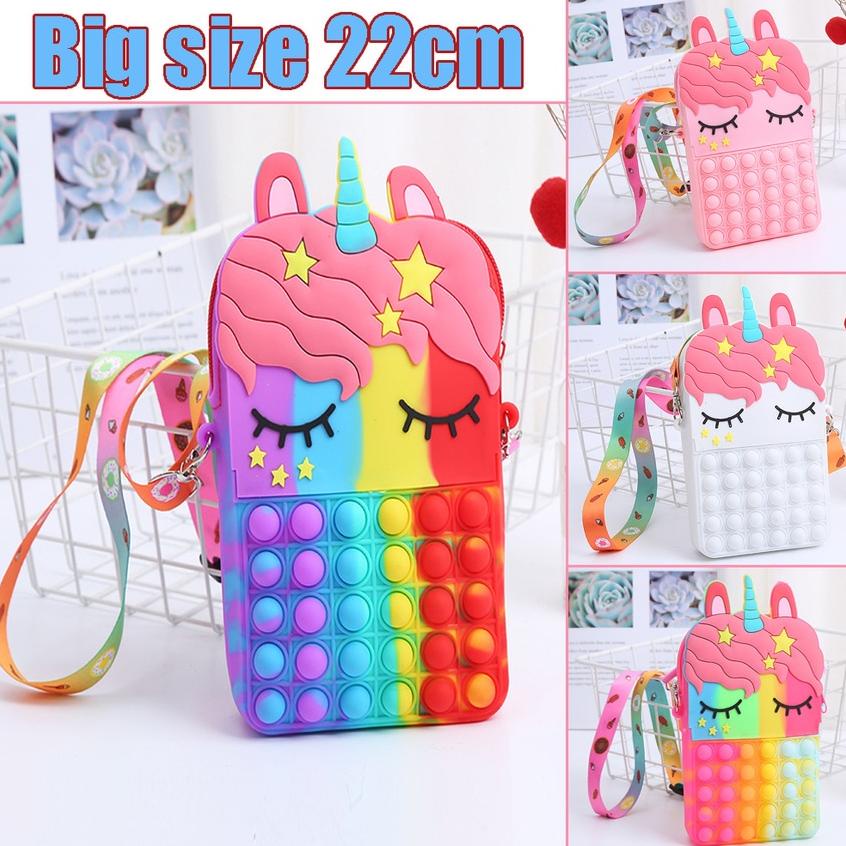 [Jumbo] Kuke Tas Pop It Anak Unicorn Ice Cream Lucu Import - Tas Selempang Anak Karakter Unicorn Ice