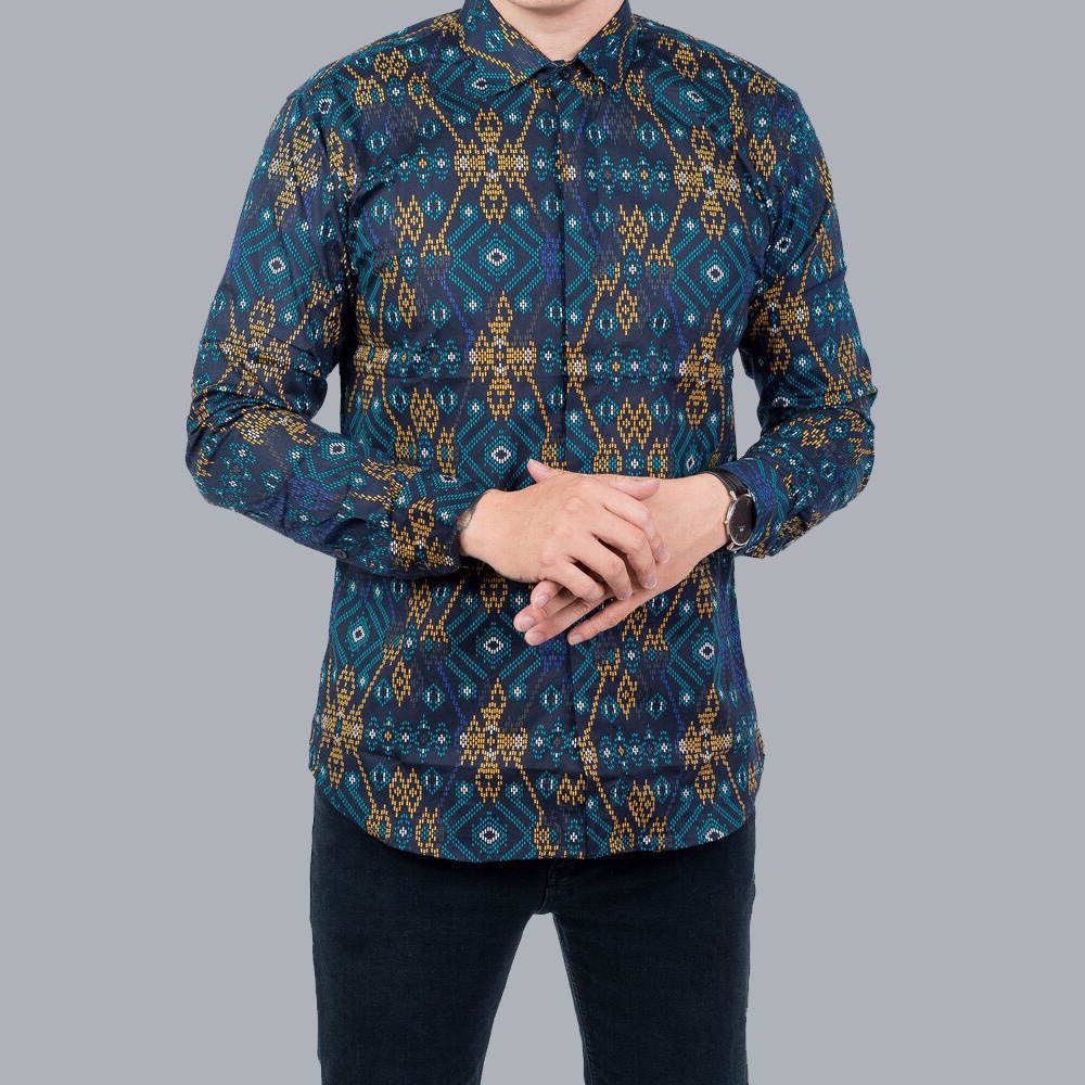 Ready Size Jumbo Kemeja Batik Pria Lengan Panjang Stretch