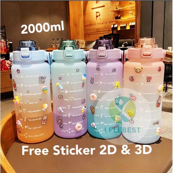 Botol Minum Viral Botol Pelangi Tumbler 2L Botol Minum Motif Tempat Minum 2 Liter Tumbler Kekinian