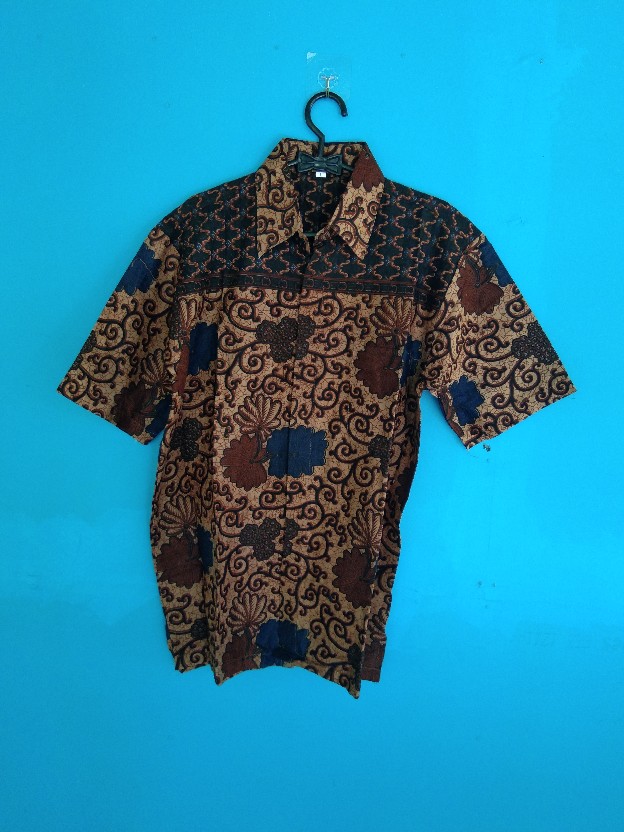 Terlaris Kemeja Batik Lengan Pendek Hrb030 Modern Halus Tulis Gus Azmi Syubbanul Wathon Seragam 5l