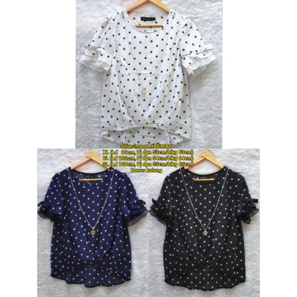 BLOUSE IMPORT POLKADOT/ BLUS KATUN BANGKOK IMPORT