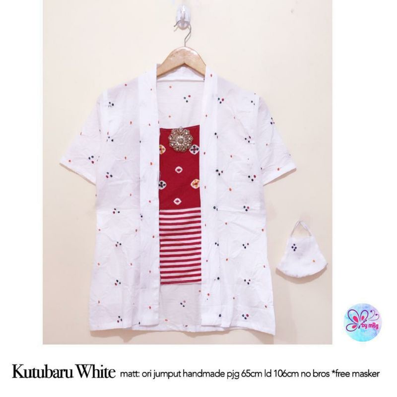 Kebaya Kutubaru White Batik Ori Jumput Handmade Kekinian Wanita Terbaru Jagong Kondangan Pesta Party