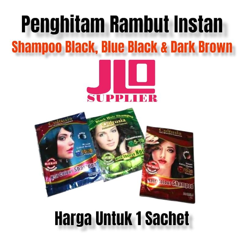 BLACK SHAMPOO CULTUSIA SEMIR RAMBUT  SACHET PEWARNA RAMBUT HITAM COKLAT BIRU PENYAMAR UBAN  SMIR CAT