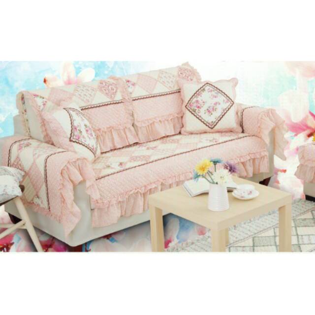 Sarung Sofa Bed HOME DECOR SHABBY KOREAN FOUR SEASON ALAS QUILT VINTAGE FLOWER cover sofa bed aesthe